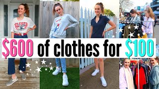 THRIFT WITH US! $600 Designer Brands for $100! Tommy, Levi's, Guess, Puma *try on haul*