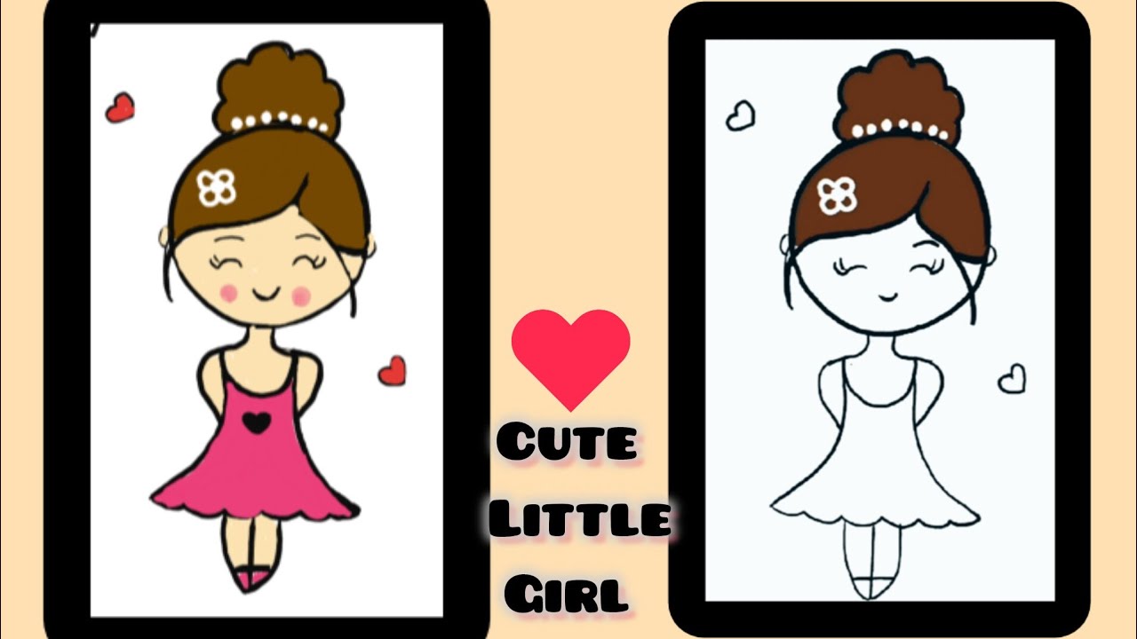 How To Draw Cute Little Girl |Step By Step | Kids Drawing ...