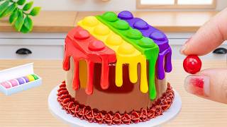 🍫✨ How To Make A Chocolate Rainbow Cake | Colorful Mini Cake Ideas | Tiny Rainbow Cakes