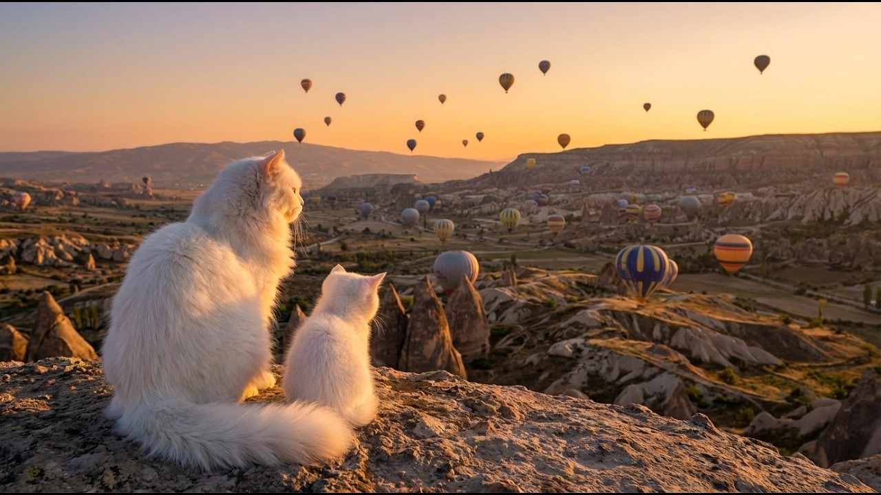 A Mama Cat Takes Her Tiny Kitten on a Magical Trip to Turkey 🐱🎈