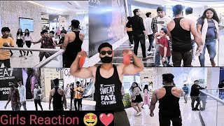 when bodybuilder enter a mall.|Amazing 🤩 girls reaction ☺️| public relations | first viedo in public