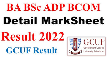 BA BSc ADP BCOM Result 2022 | Detail MarkSheet GCUF | GCUF Result 2022