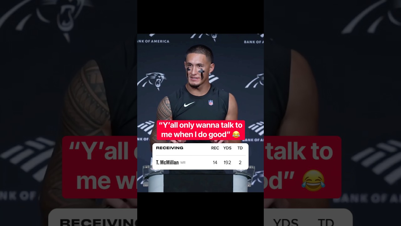 Tetairoa McMillan after his big game vs. Lions 😅