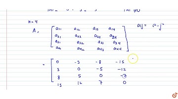 If `A=[a_(ij)]` is a square matrix of even order such that  `a_(ij)=i^2-j^2`, then