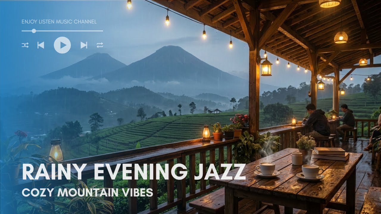 A Rainy Coffee Shop with Smooth Jazz Piano | Perfect Cozy Mountain Vibes