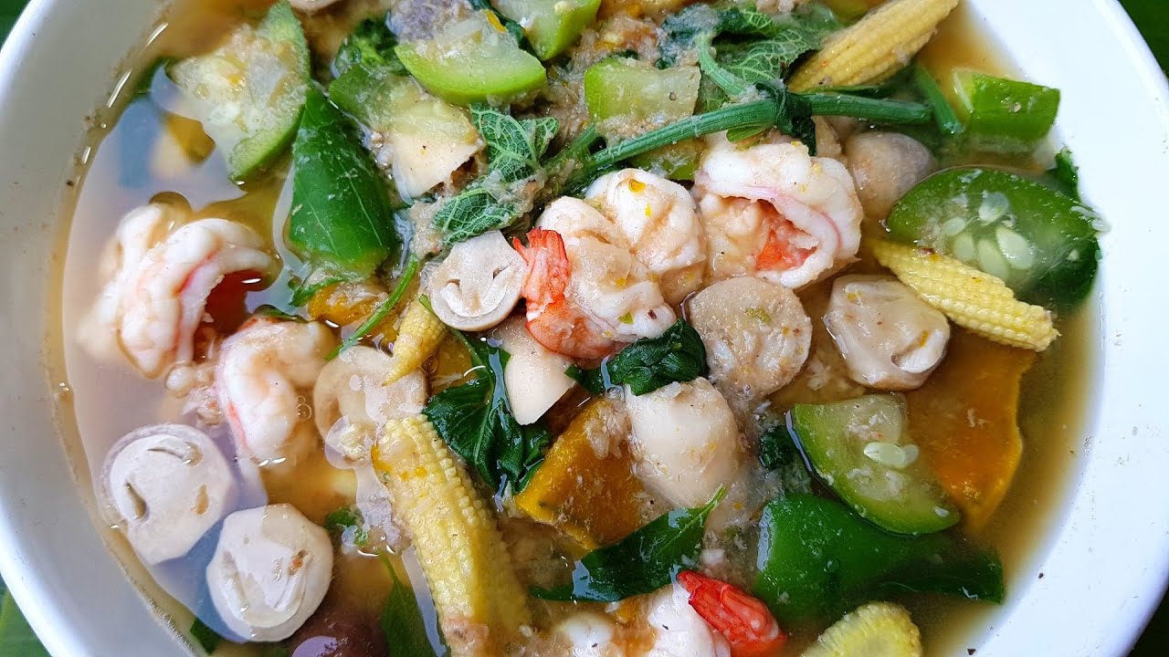กับข้าวกับปลาโอ 654 : แกงเลียงกุ้งสด 2020 น้ำแกงข้นๆ ผักเยอะๆ  Spicy mix Vegetable Soup with shimp