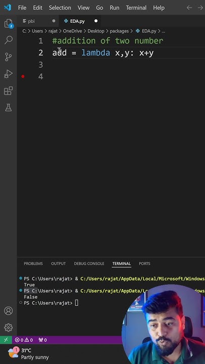 Addition of two numbers in python #python #ytshorts - YouTube