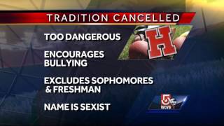 Protests over shut down of all female high-school football tradition