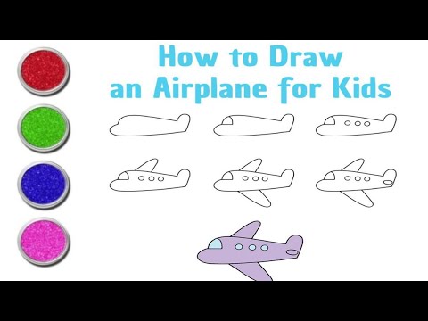 How to draw Airplane for kids step by step|| kids airplane drawing ...