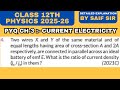 Two wires X and Y of the same material and of equal lengths having area of cross section A and 2A...