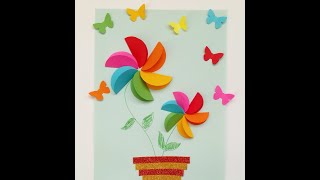 Аpplication flowers and butterflies made of colored paper#