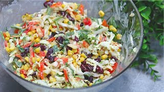 Leckerer Salat in 5 Min! Ich werde nie müde, den Salat zu essen! Chinakohl mit Mais Bohnen Rezept