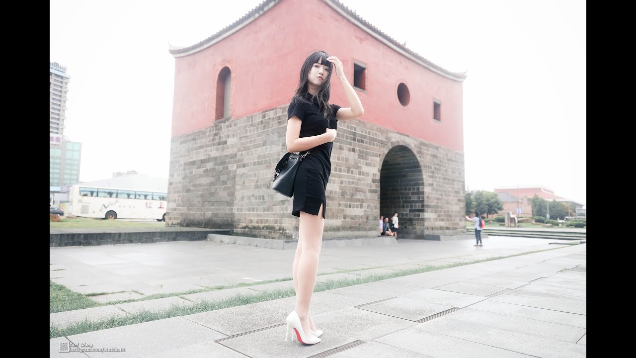 [4K] 熊醬-台灣女孩黑色連身裙搭配絲襪高跟鞋, ジャンプスーツ , 점프수트, Jumpsuit