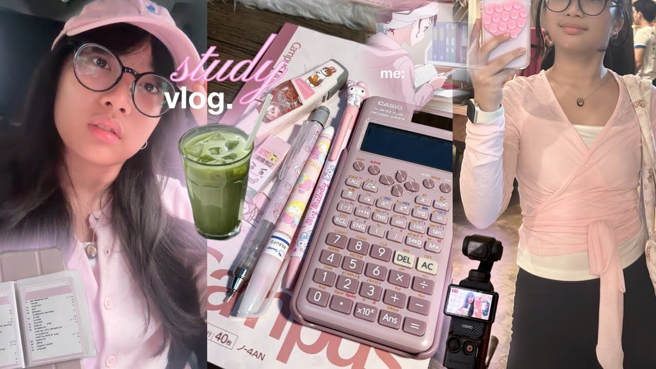 study vlog : online class, mat pilates, friends, cafe hopping, study w/ me, matcha, grocery
