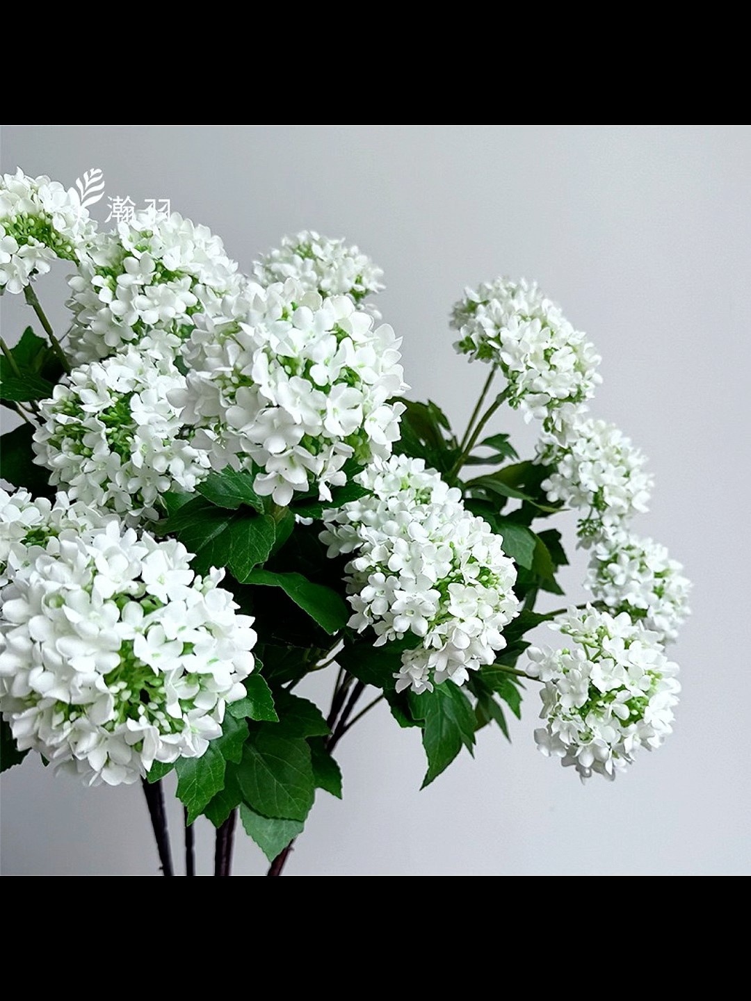 3-headed wooden hydrangea: 70 cm long, flower head diameter