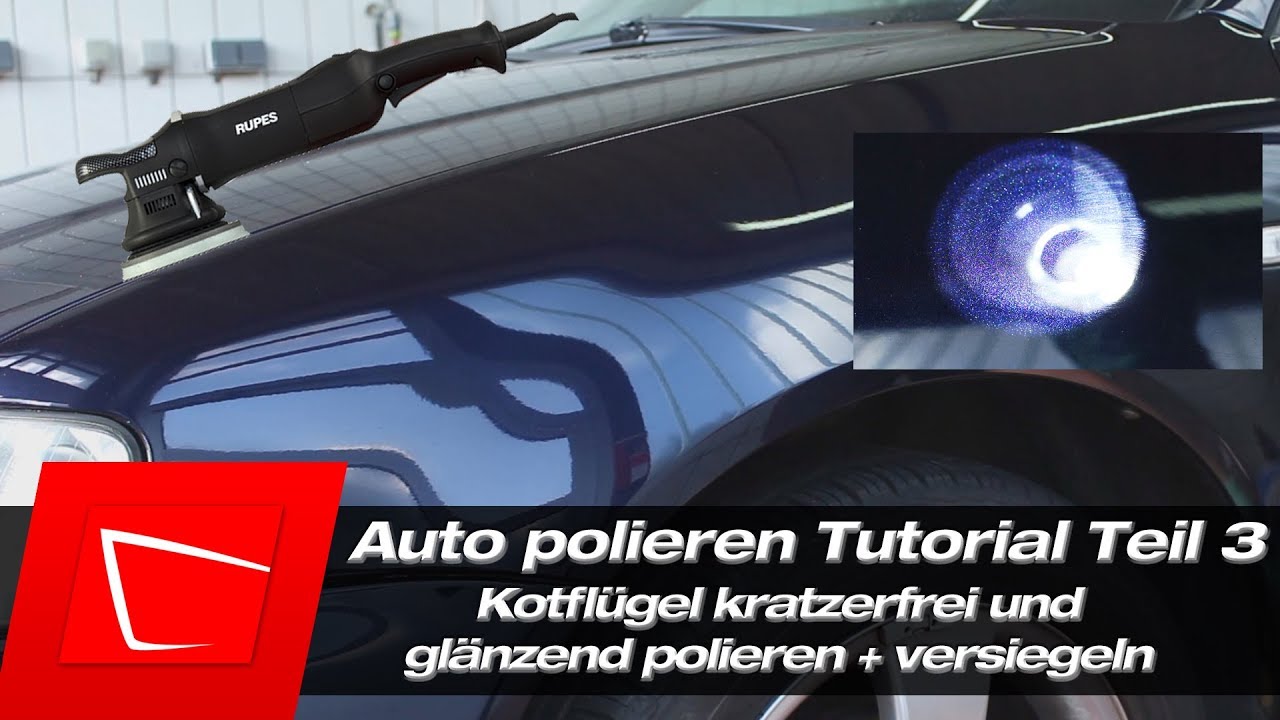 Auto Lack polieren Audi A3 mit Poliermaschine- Kotflügel polieren und Rupes BigFoot LHR 15