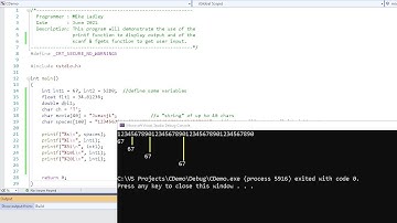 COSC-1420, Program using the printf, scanf, and fgets functions