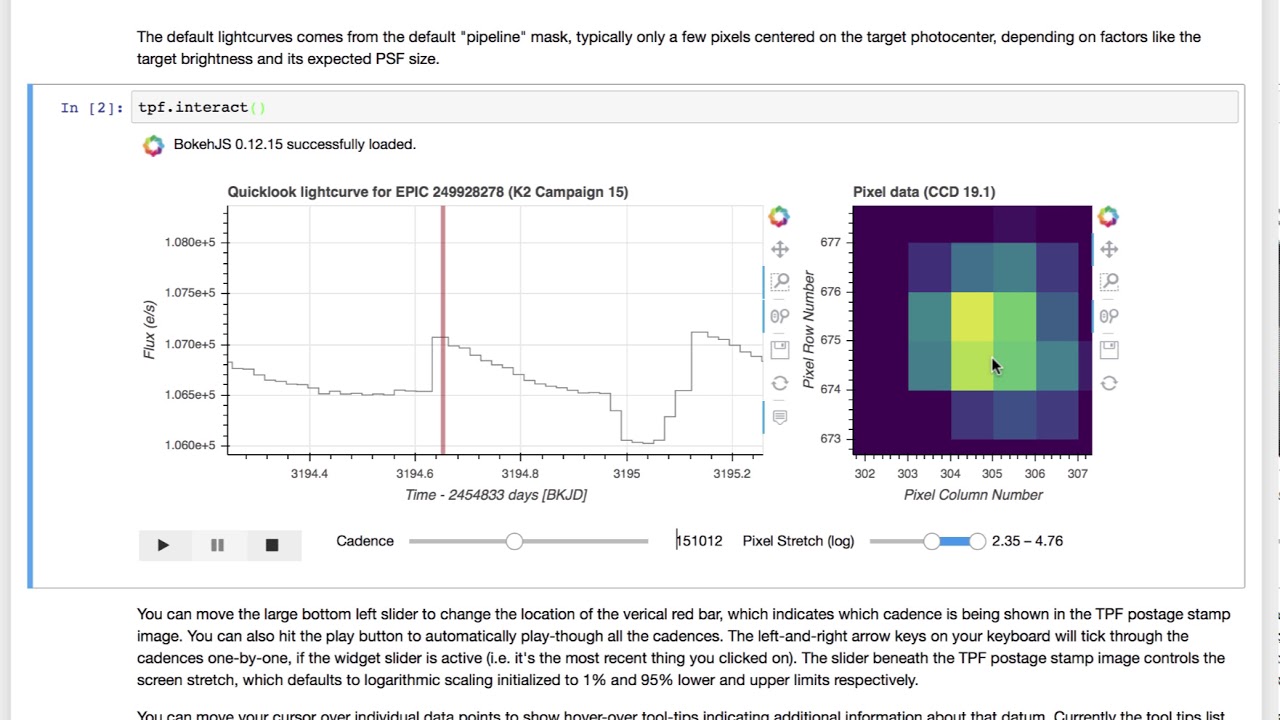 Interactively inspect Target Pixel Files using lightkurve