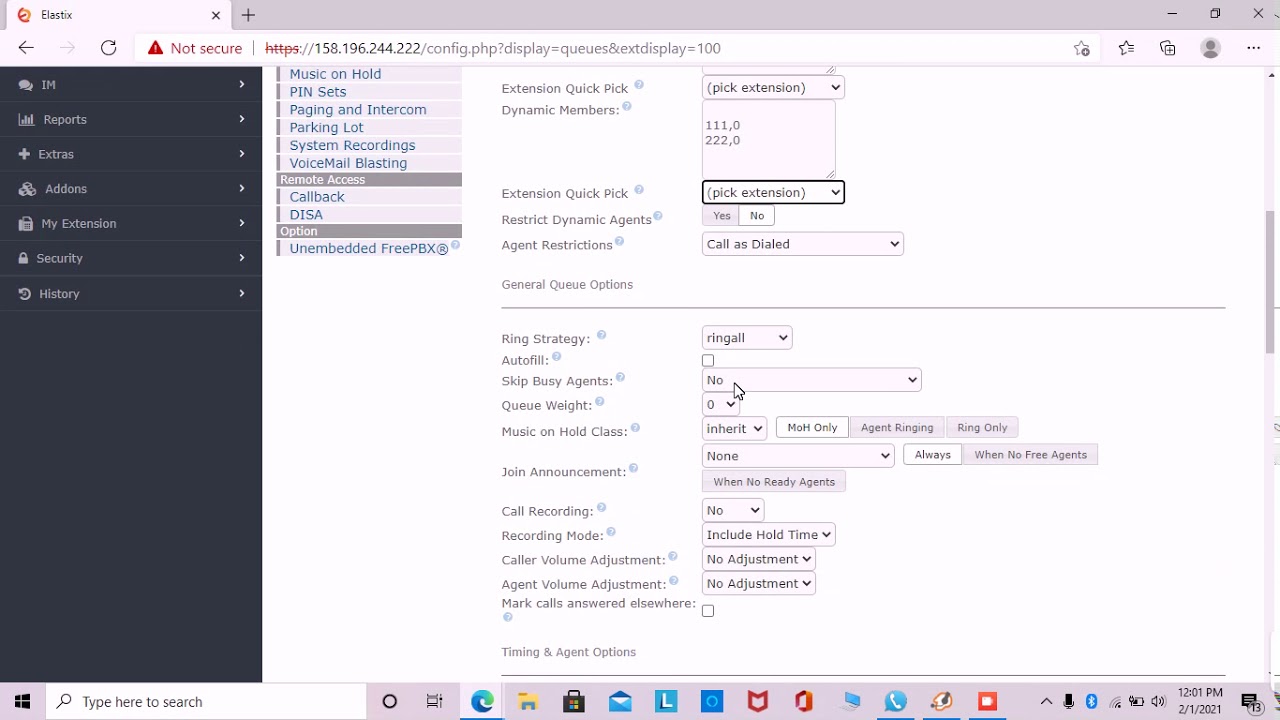 How to configure Queues in Elastix 4