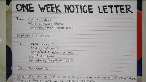 How To Write One Week Notice Letter Step by Step Guide | Writing Practices