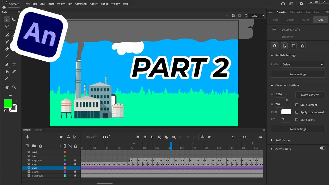 membuat animasi sederhana menggunakan adobe animate PART 2 - YouTube