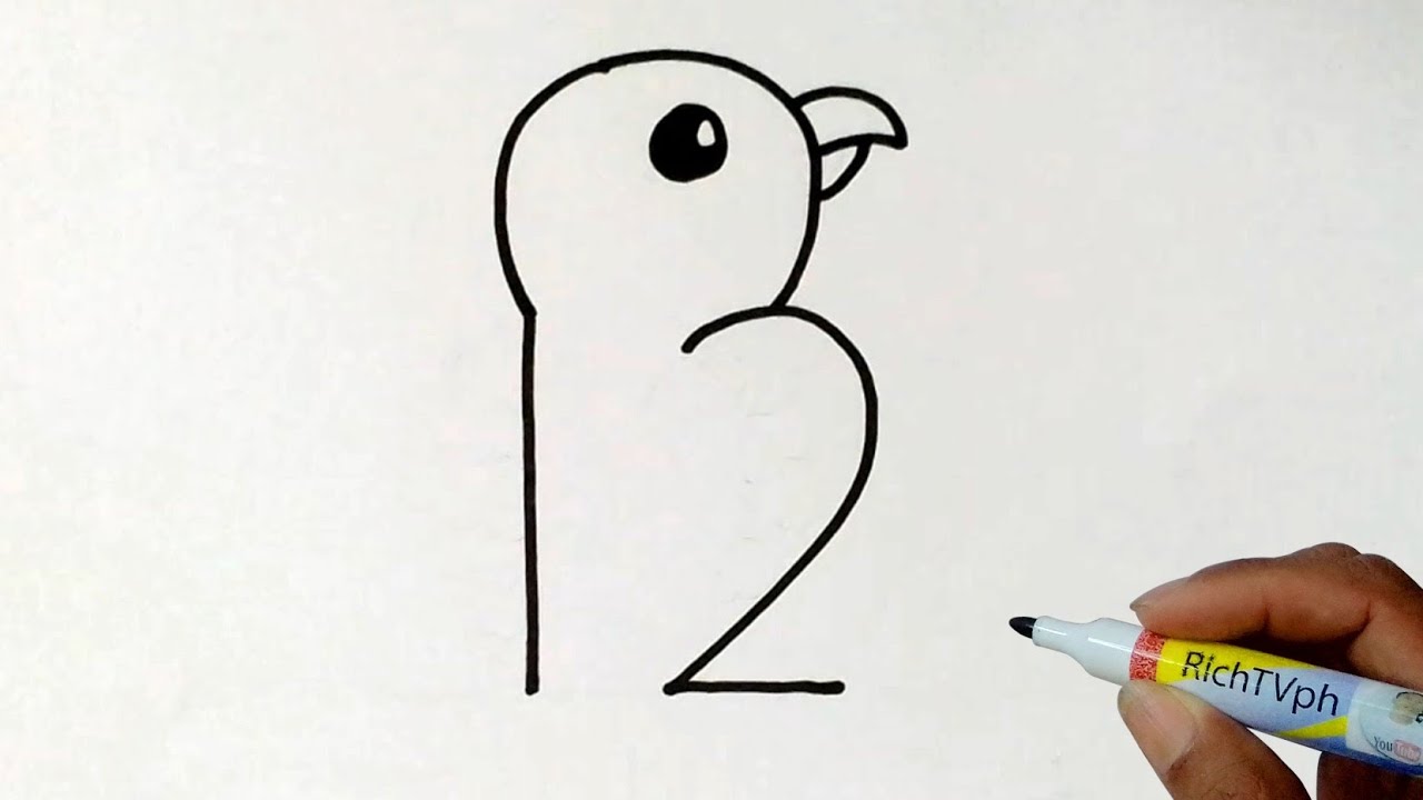 How To Draw A Bird For Kids With Numbers