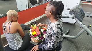 Vee Mampeezy Surprises his wife Kagiso Sento while she's at the gym..