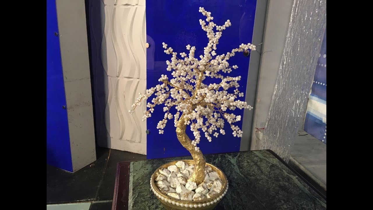 عمل شجرة  من الخرز(  Making wire tree - fast and easy ) للديكور رقيقه - Fatma Saber