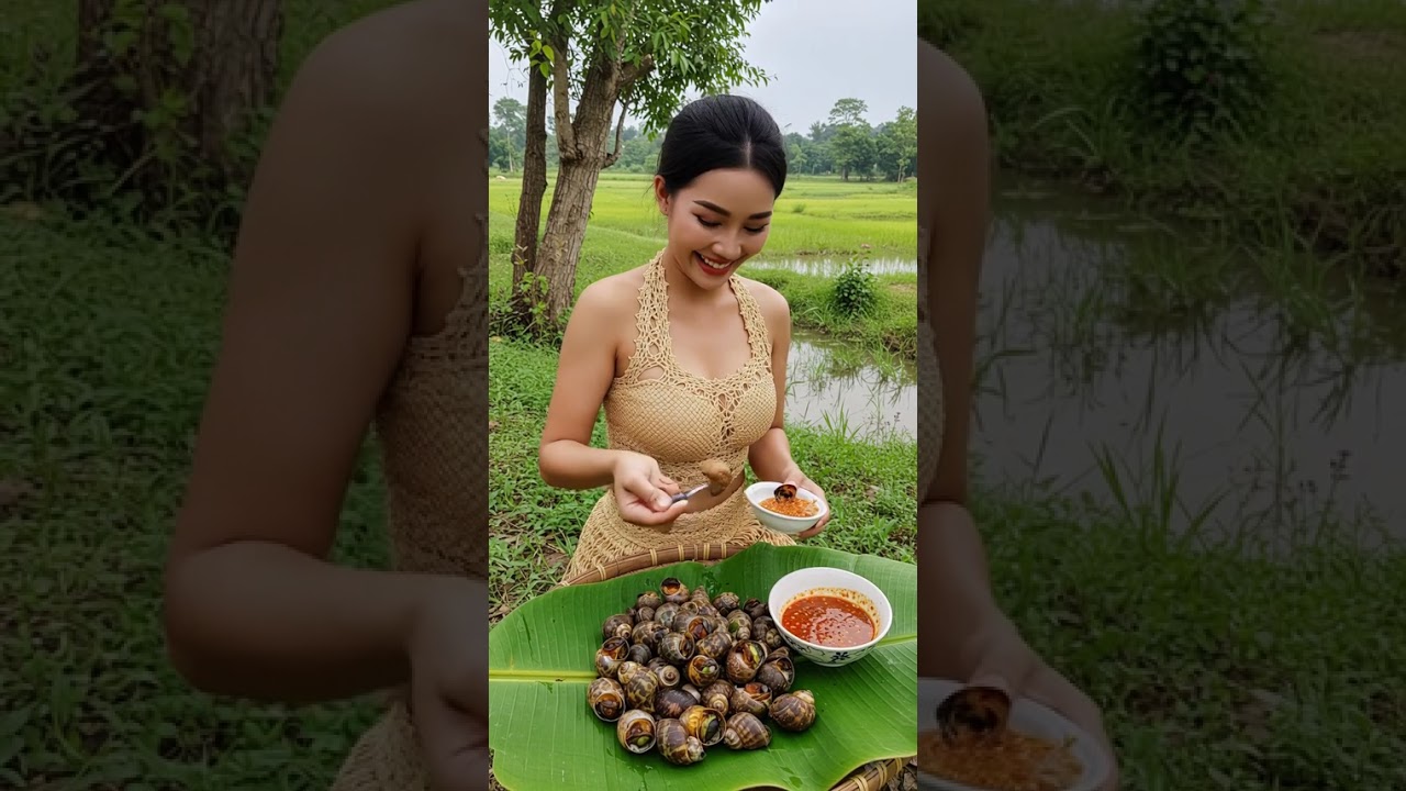 Fresh Snails, Green Fields & a Warm Smile  Cambodian Village Scene