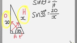 Trigonometry: Finding an unknown side 2 (hypotenuse)