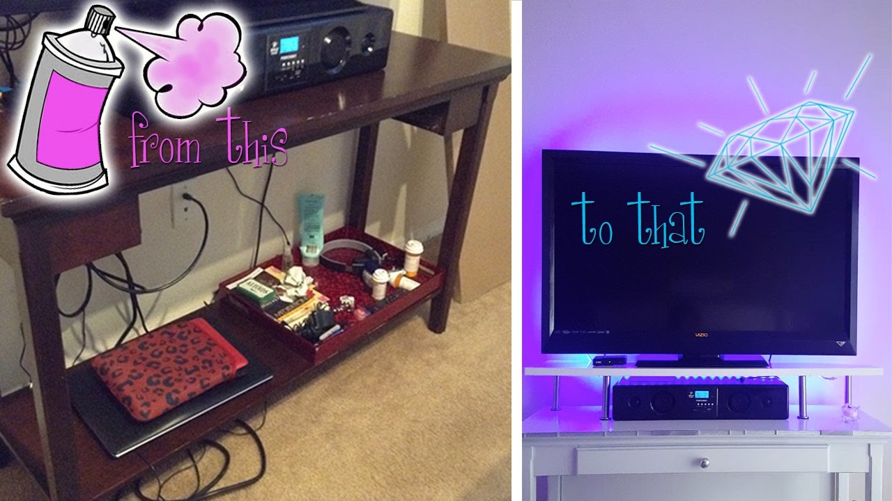 DIY From Old Side Table To TV Stand with Lights (IKEA HACK!!!) YouTube