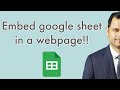 How to embed google sheet in a html webpage | Share google sheet on web