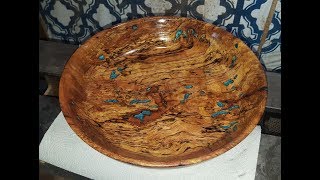 Wormy Spalted oak Crotch bowl with Resin Filled Holes