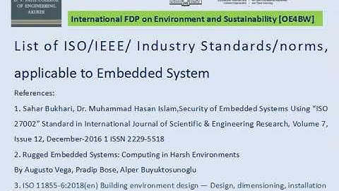 Environment and Sustainability :List of ISO Satndards applicable to Embedded System