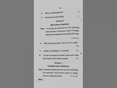 BCA 3rd semester paper 2019 