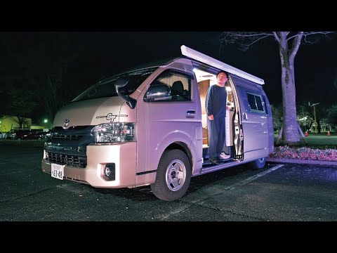 [Car camping] Solo car camping where you can enjoy a home theater. Nagano Omachi [Hiace RV]