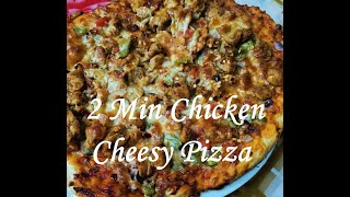 2 Min Spicy Chicken Cheesy Pizza Urdu/Hindi Recipe with Easy Steps by SA Cooking Adventures