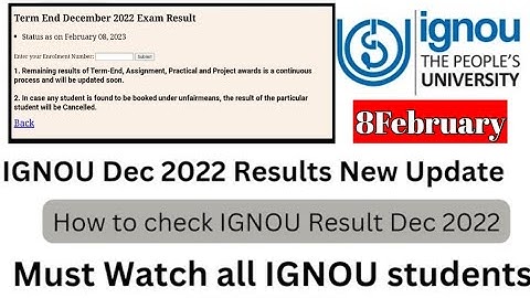 IGNOU Dec 2022 Results Update || IGNOU Dec 2022 result released How to check IGNOU Result Dec 2023