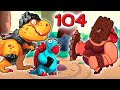 DINO BASH Атака Троглодитов ур 104 прохождение игры про динозавров Мамонт и Тирекс против Тети Моти