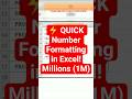 ⚡ QUICK Number Formatting in Excel! Millions (1M) #excel #viral #shorts