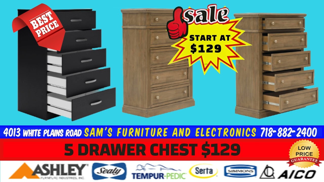 Affordable Bed and Furniture Shop Near Me | 5-Drawer Dressers from $129