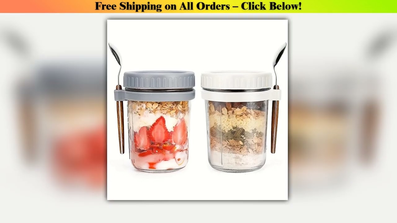 350ML Overnight Oat Cup Glass With Lid And Spoon Seal Food Breakfast Cup Portable Cereal Milk Salad