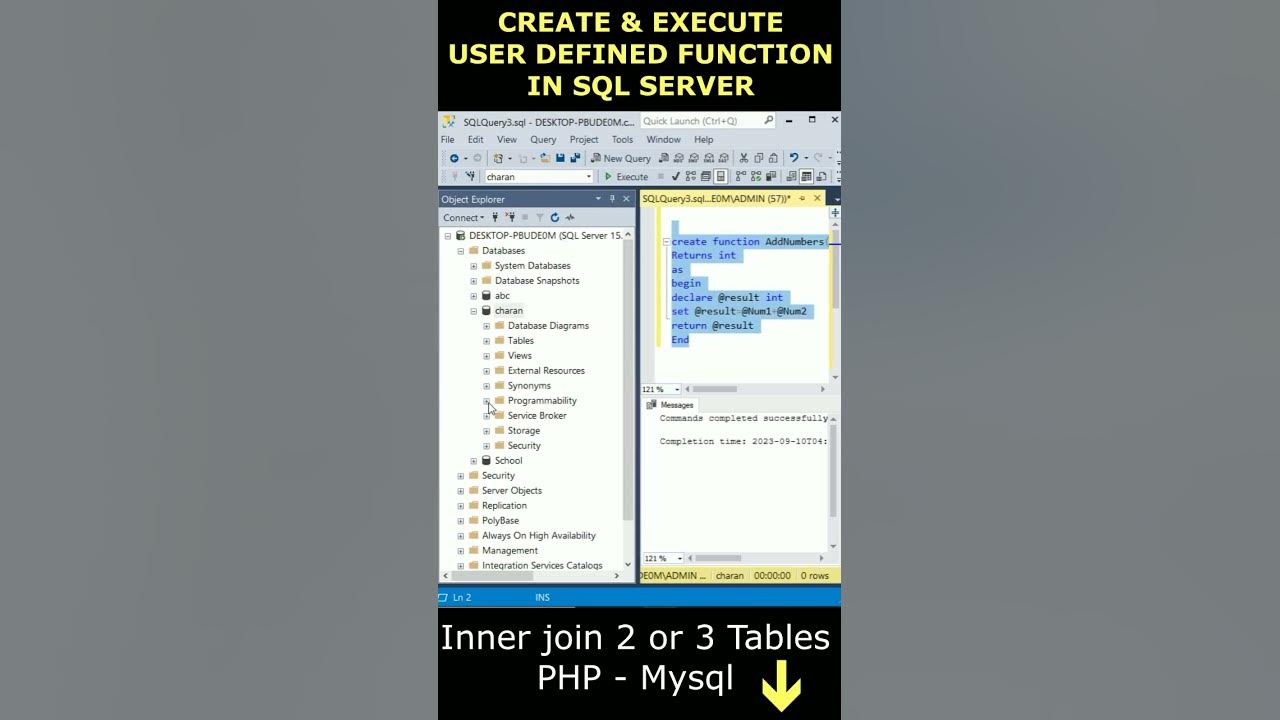 How do i create a user defined scalar function in sql server youtube