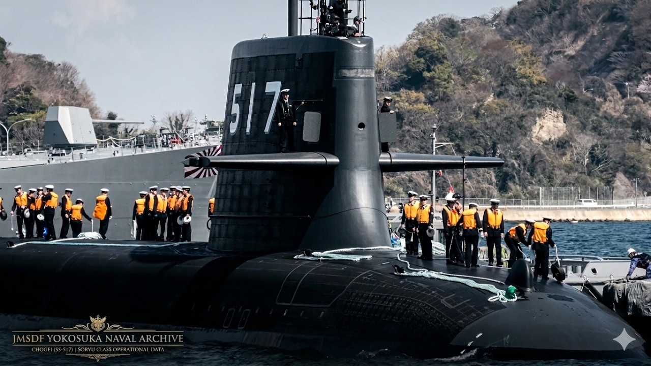 舟 JMSDF Chogei (SS-517): Maiden Arrival at Yokosuka Naval Base - YouTube