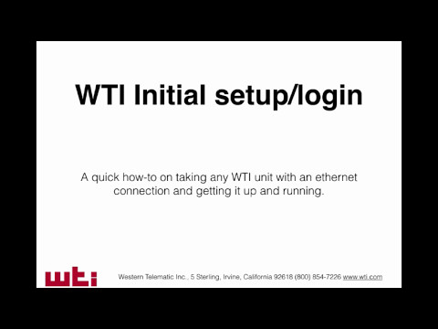 WTI Initial Setup/Login