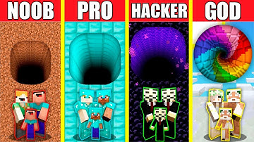 Minecraft Battle: TUNNEL HOUSE BUILD CHALLENGE - NOOB vs PRO vs HACKER vs GOD / Animation ENTRANCE