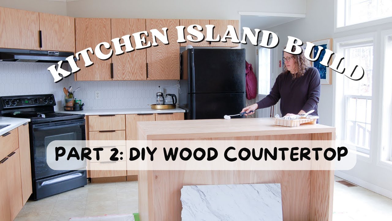 Kitchen Island Build Part 2: DIY Wood Countertop (made out of plywood ...