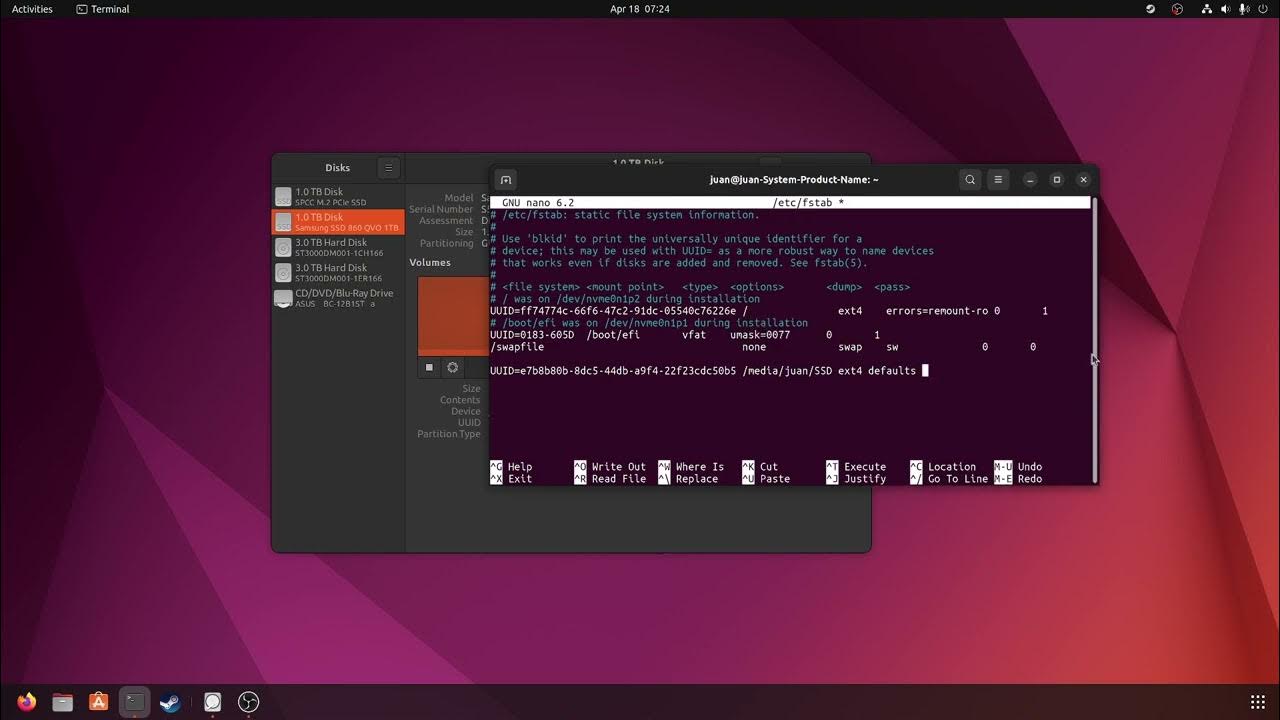 Automatically mount extra drives on boot (Ubuntu)