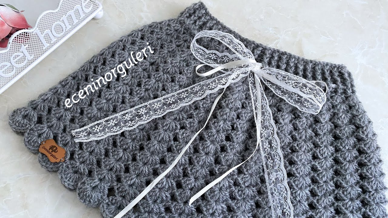 Вязаная крючком легкая юбка / Вязаная крючком детская юбка / На 1-2 года