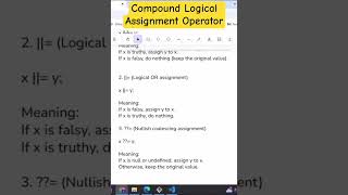 Compound Logical Assignment Operator in JavaScript #shorts #ytshorts #coding #coding #javascript
